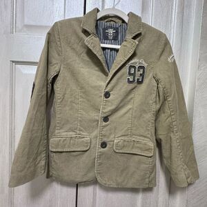 H&M Boys 9-10 Taupe Cotton Corduroy Academy Blazer Sport Coat Lined